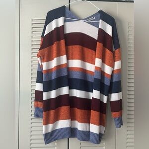 Orange and Blue Striped Cardigan